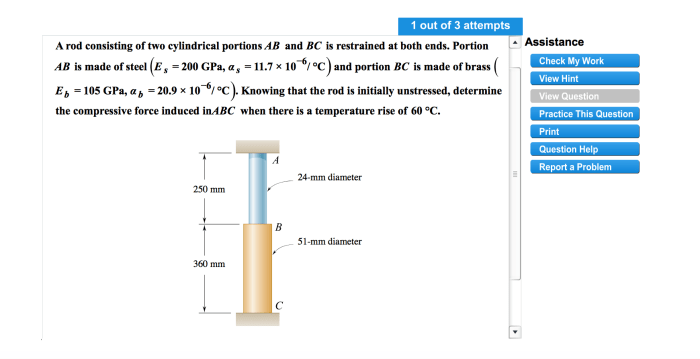 A rod consisting of two cylindrical portions